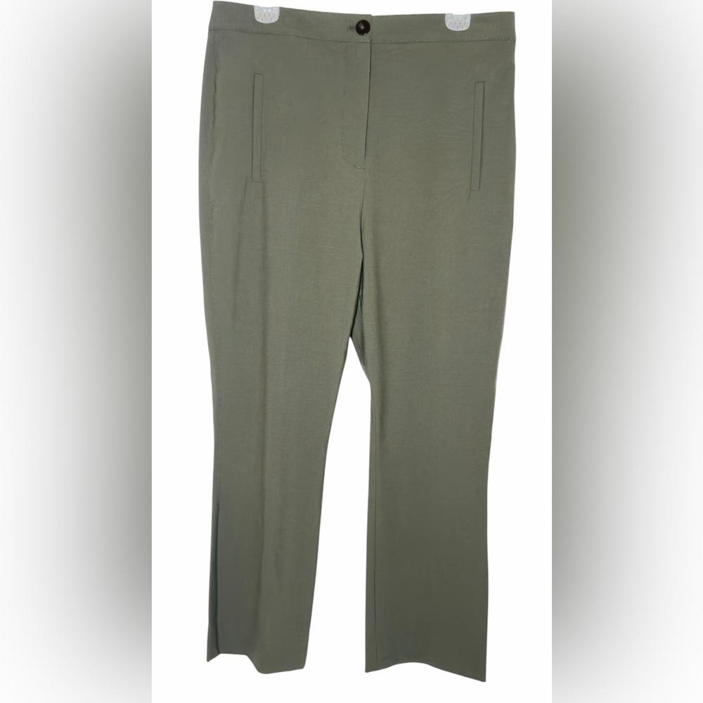 Veronica Beard Arte High Rise Cropped Wool Blend Pants Olive Size 12 - Picture 2 of 13